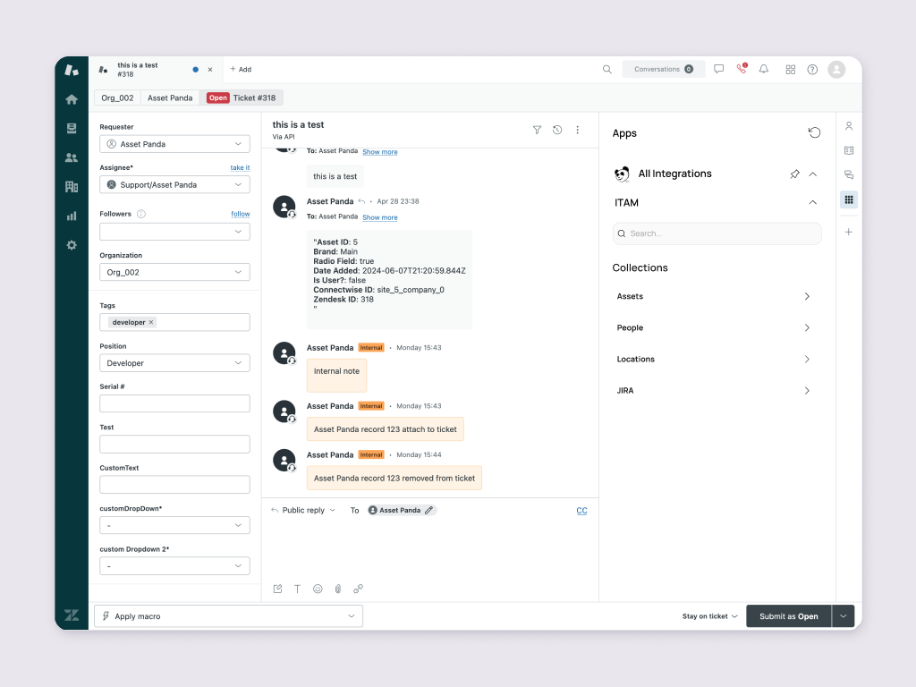 Asset Panda Pro dashboard view — IT and HR app on the Zendesk Marketplace